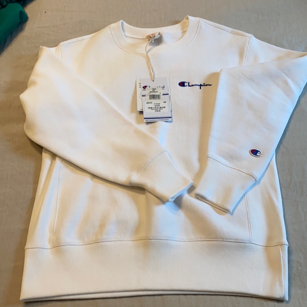 Solid White Champion Reverse Weave